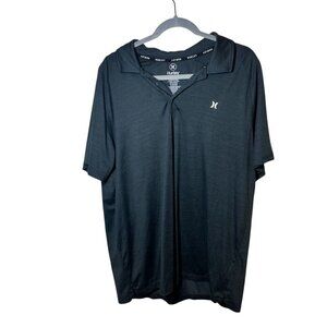 Hurley Mens charcoal grey Polo Shirt XL performance golf collared short sleeve
